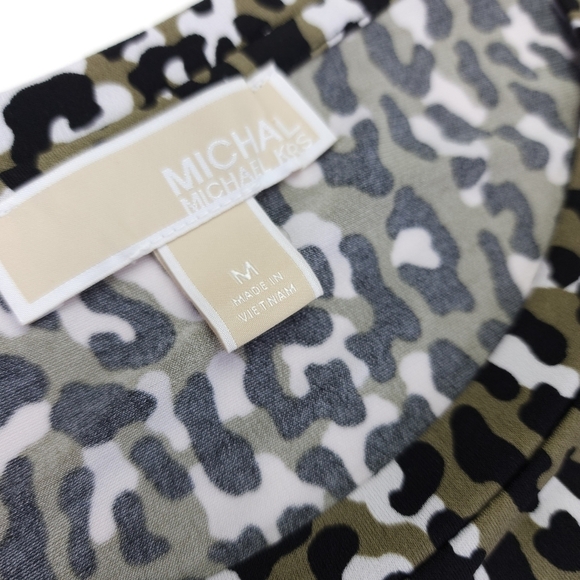 Michael Kors Green Black White Patterned Rayon Blend Dress Sz M - Picture 4 of 11